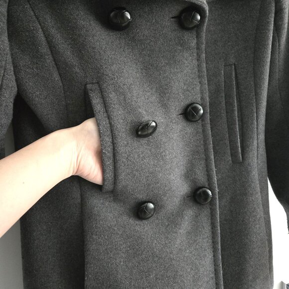 Aritzia Talula Babaton Grey Wool Cashmere Blend Pea Coat XXS - Picture 3 of 8